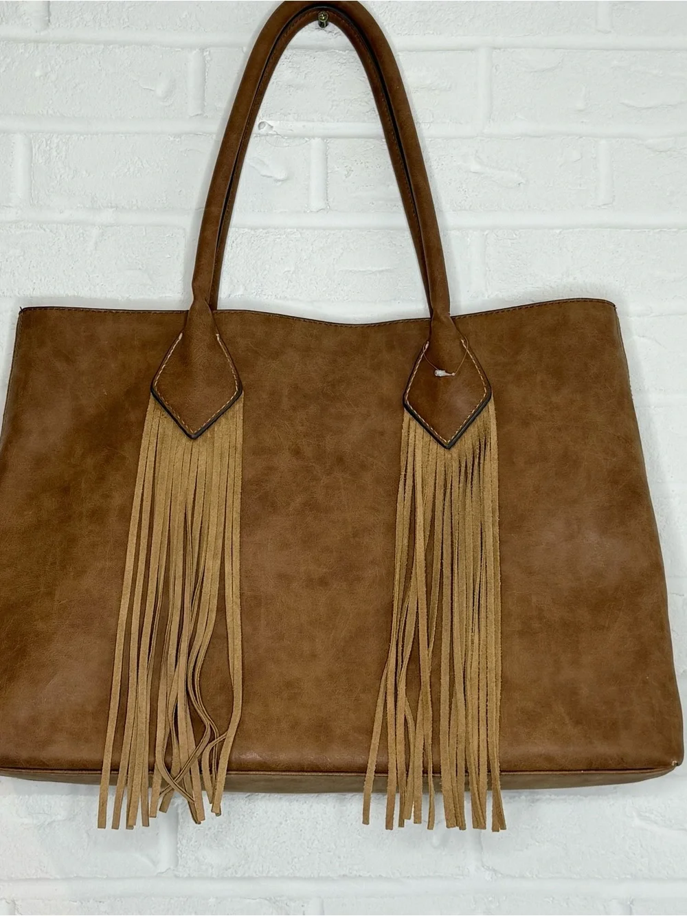 Merona Faux Leather Fringe Tote Shoulder Bag